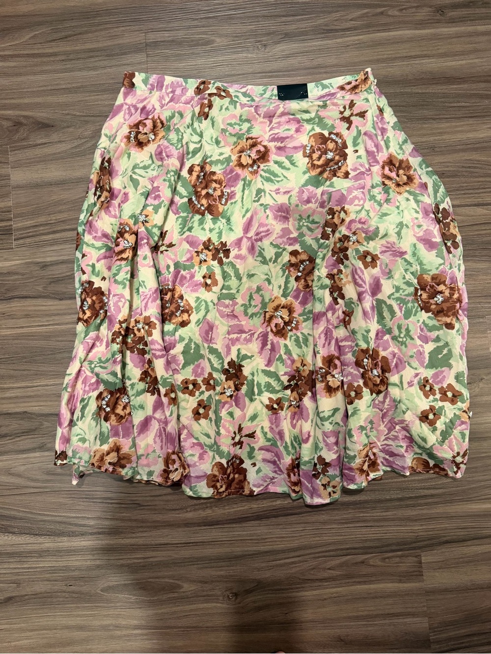 Vintage Deadstock NEW sequin embellished floral cottagecore retro midi skirt